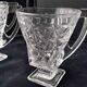 6 tea glasses with handles made of pressed moulded glass