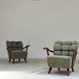 Pair of green Halabala armchairs by Druzba Bratislava B-609 year 59