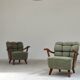 Paire de fauteuils Halabala vert par Druzba Bratislava B-609 année 59
