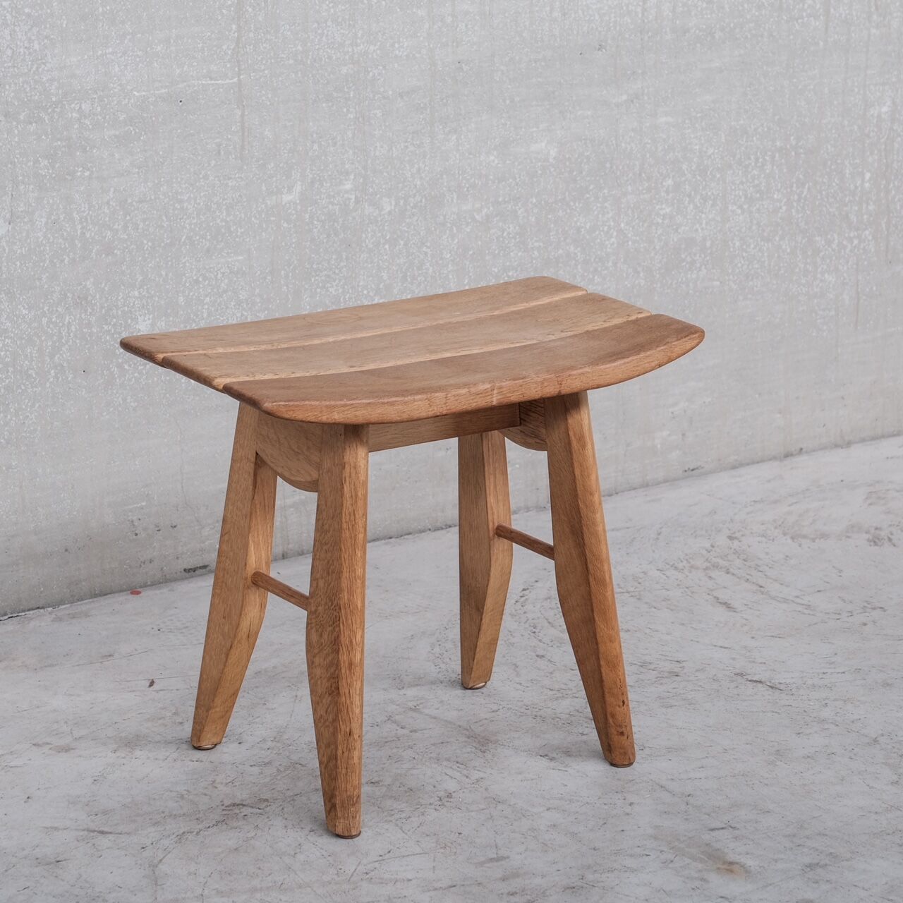 Guillerme et chambron oak french mid-century stool