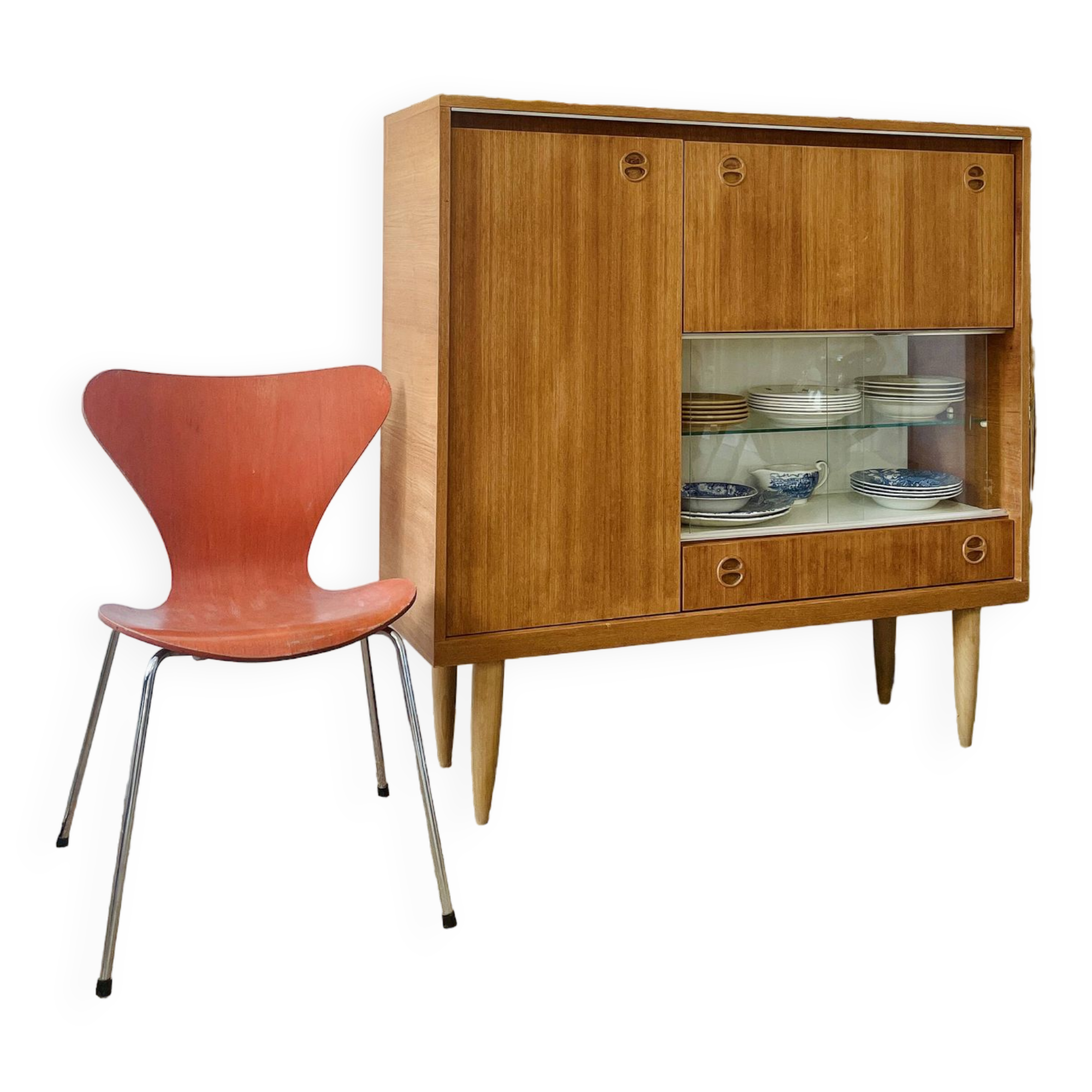 Vintage teak high sideboard