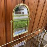 Vintage Dressing Table and Stool in Brass, 1950s, Set of 2