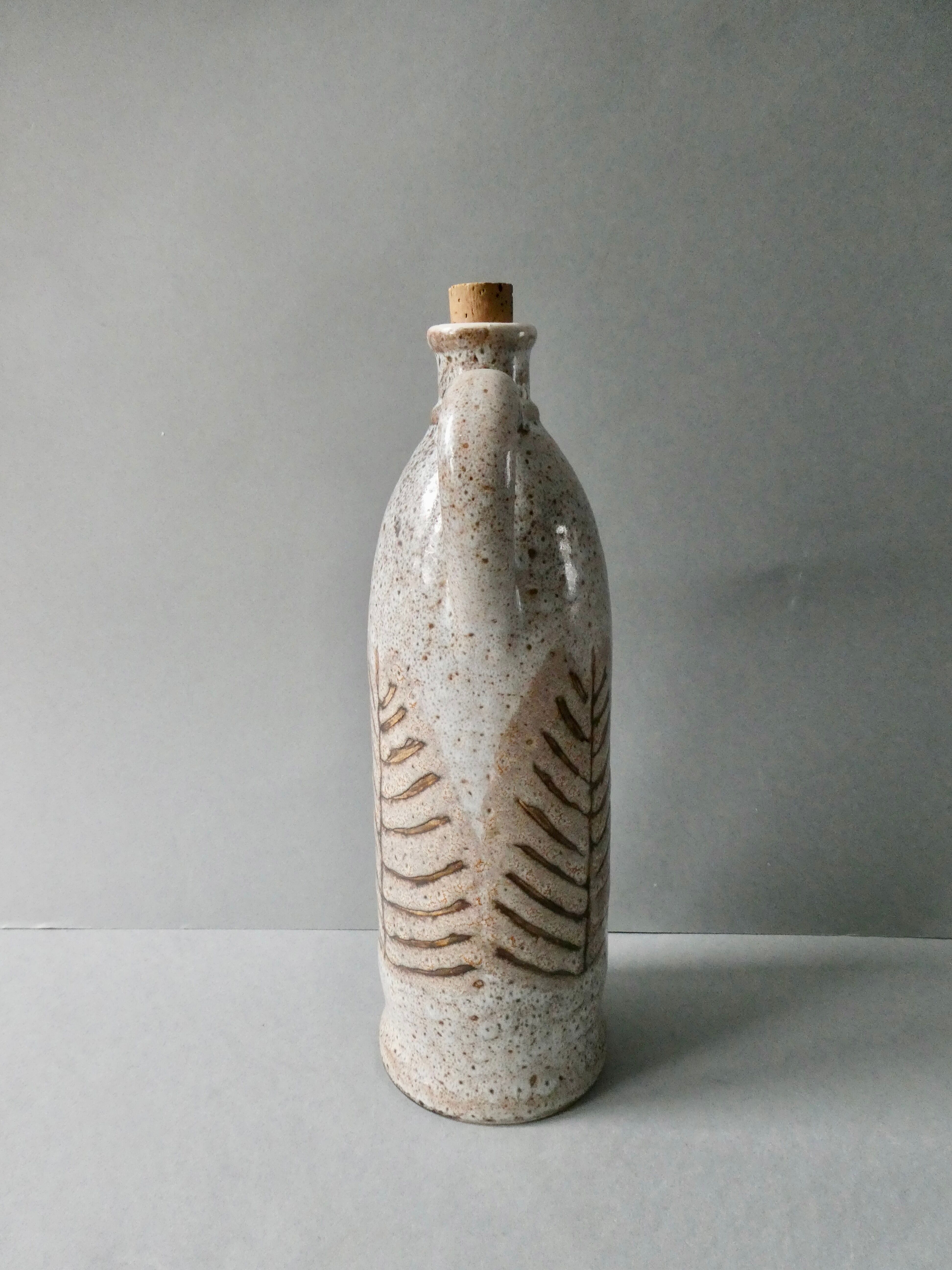 Stoneware bottle herbarium decoration, Jalapa model of the 60s