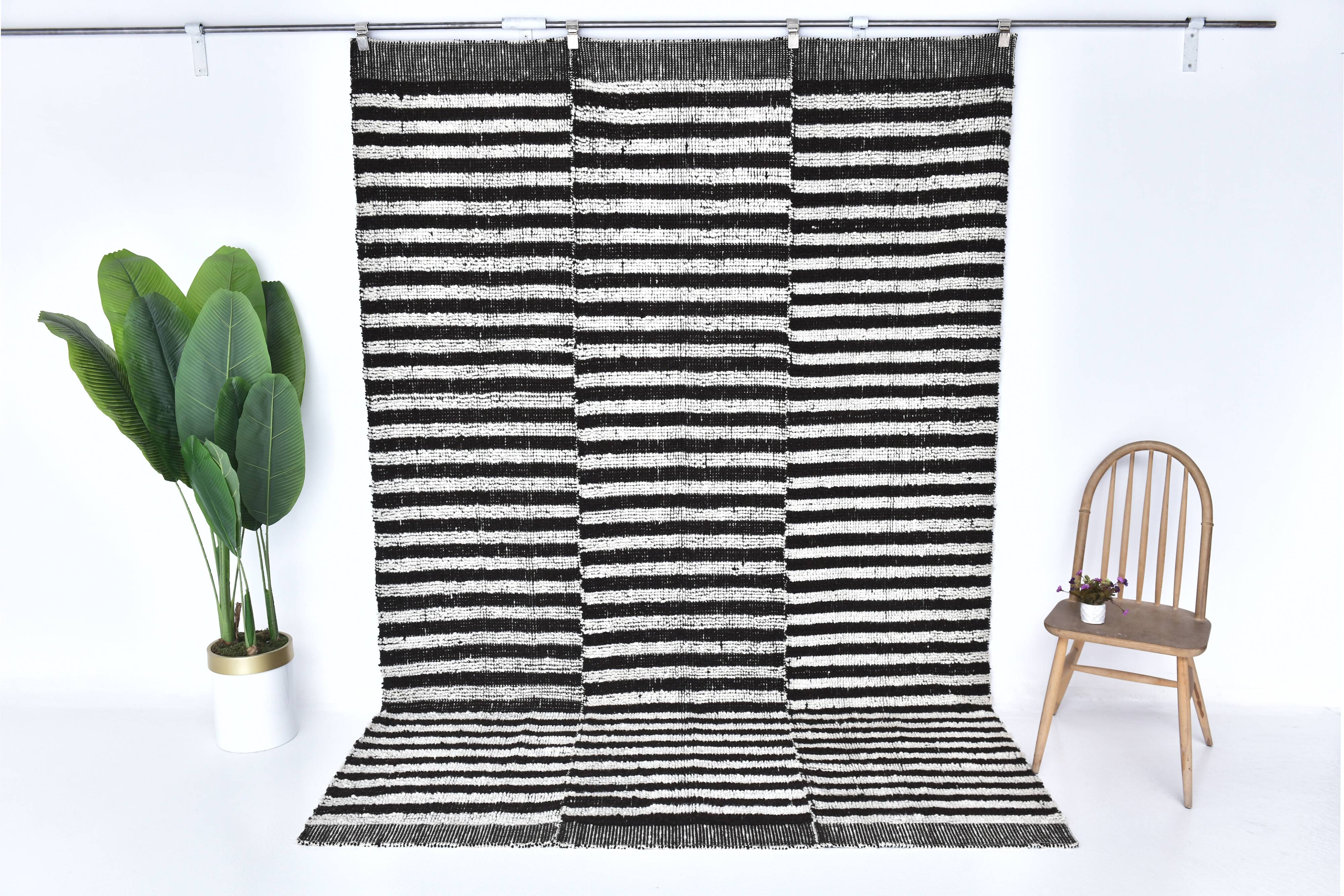 7x10 Chunky Wool Striped Handmade Rug, 206x295Cm