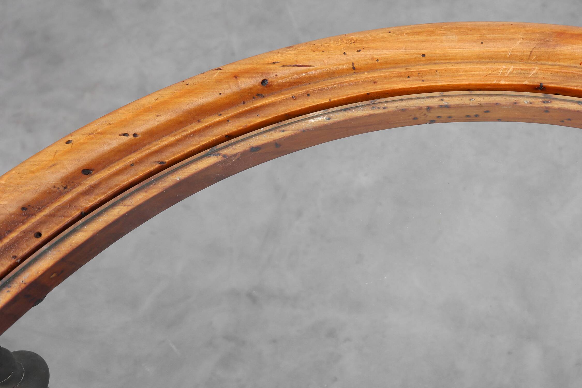 Rustic Copper and Walnut Serving Trolley with Glass Top, France ca. 1900