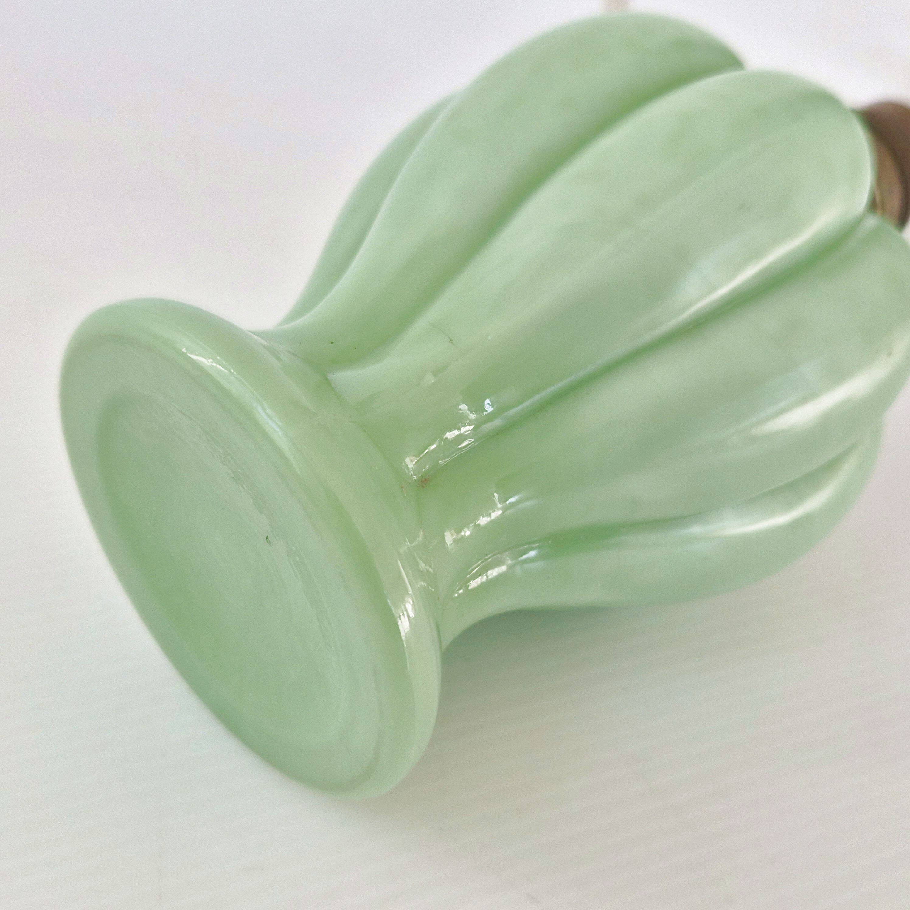 Vintage 1950s opaline glass table lamp in iridescent green 50s 1950s