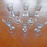 Set of 8 engraved glasses old with liquor or digestive 50s