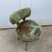 Chaise moumoute verte vintage 1960