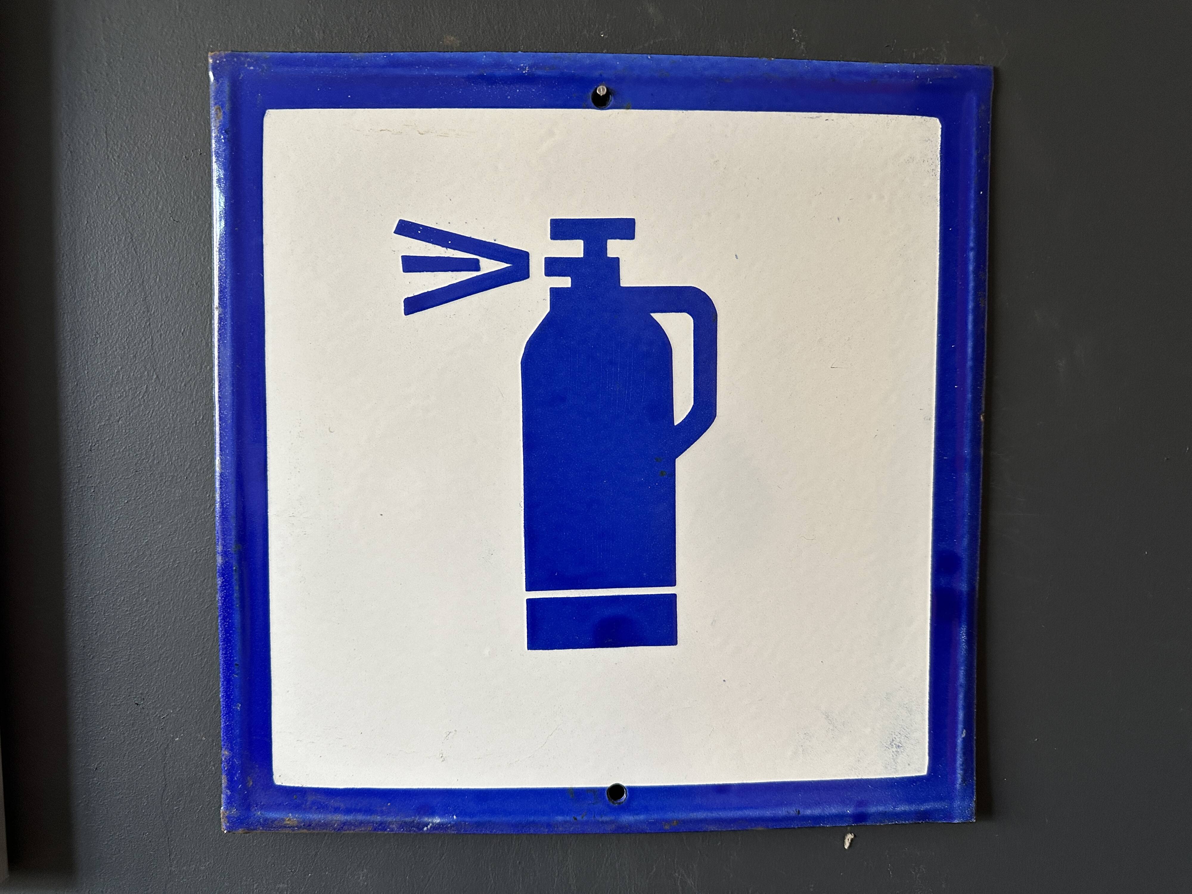 Fire extinguisher vintage europe industrial enamel sign decoration architecture