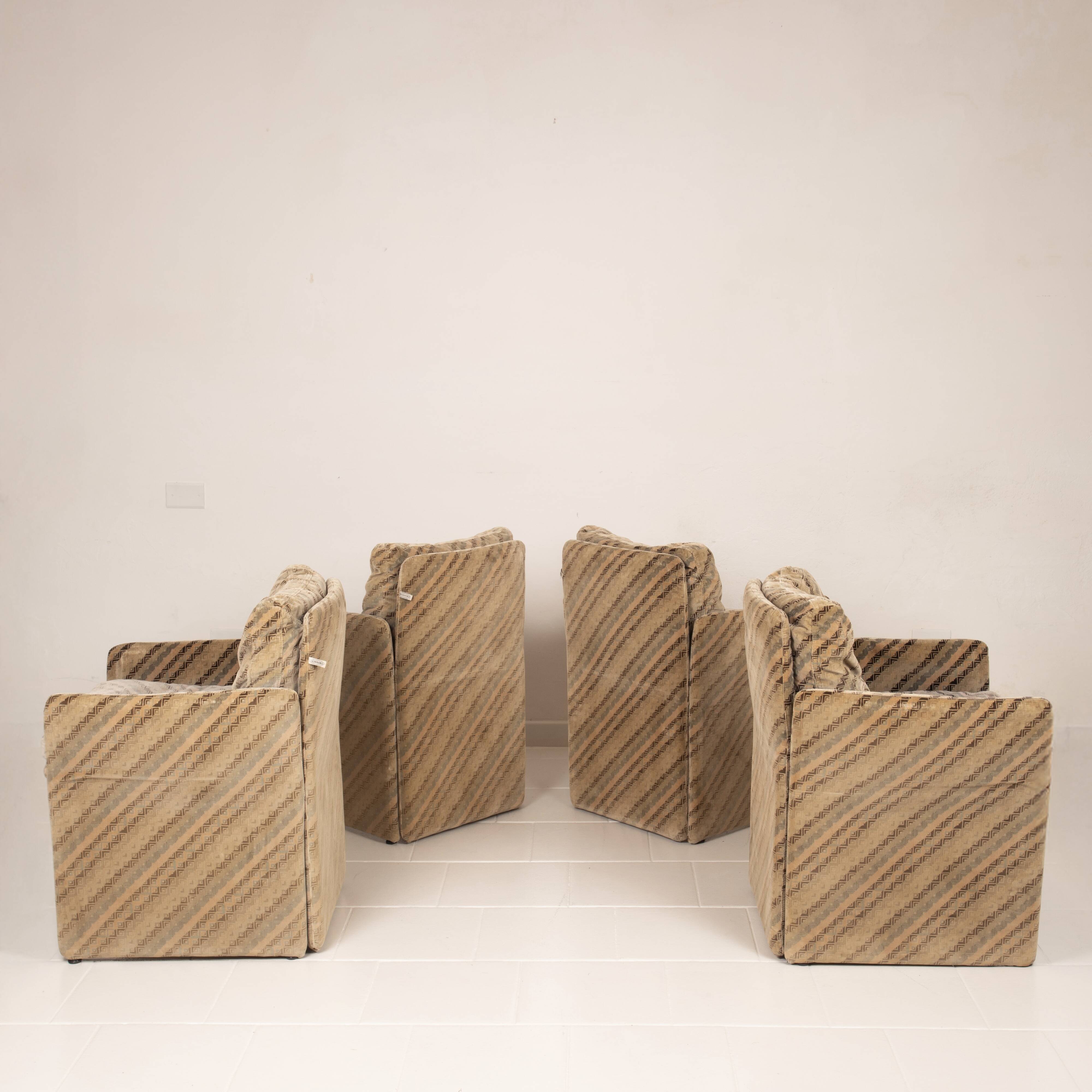 Ensemble de 4 fauteuils Salpol par Angelo Mazzola en collaboration avec Missoni