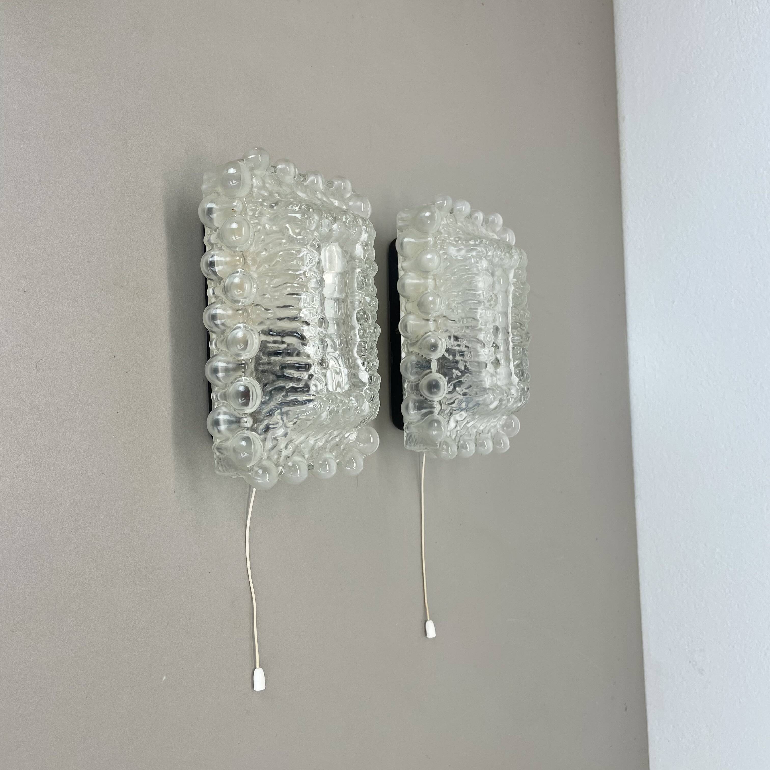 Set of Two "BUBBLE" Tynell Style Glass Wall Light Sconces, Germany, 1970s