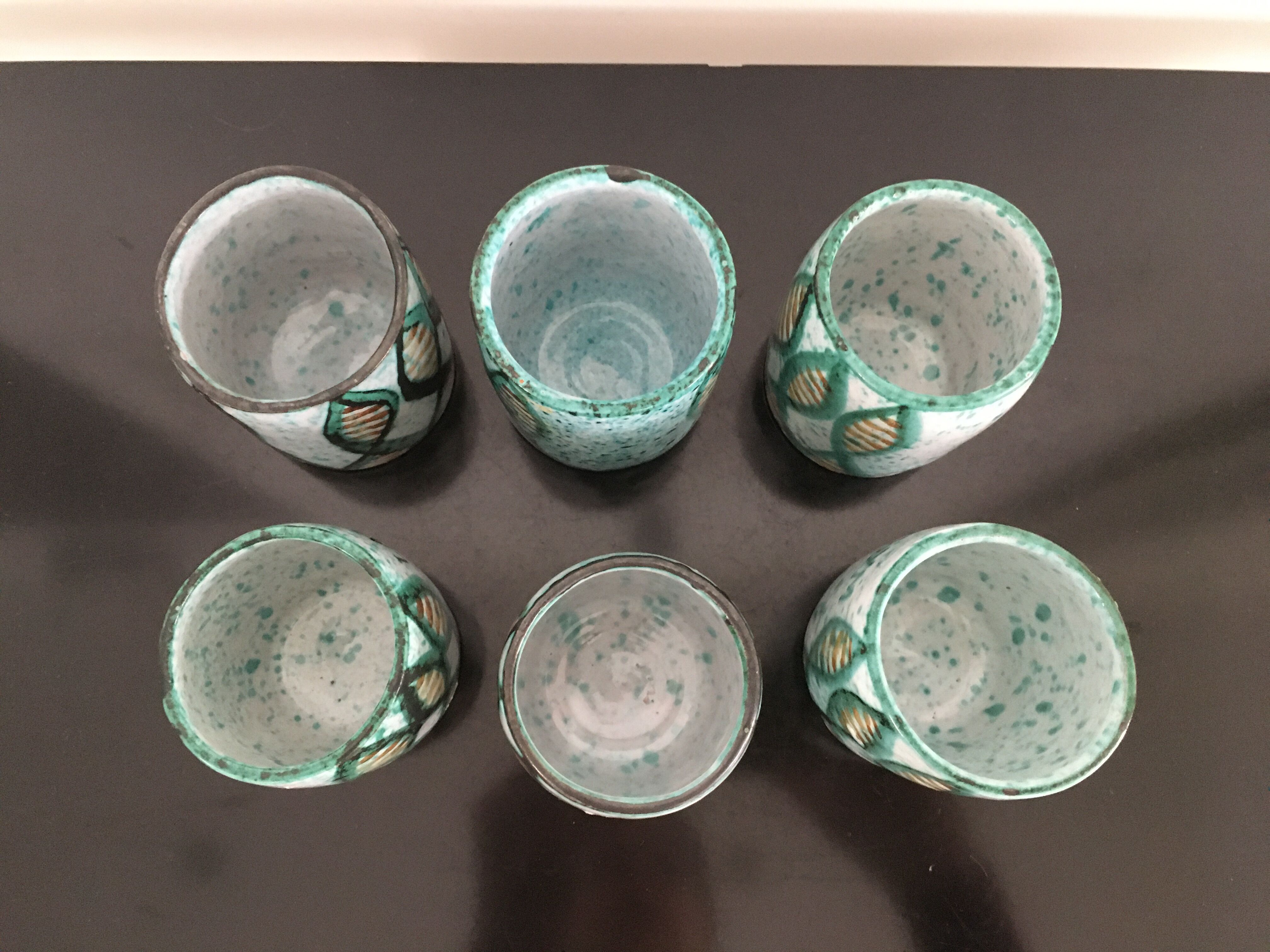 6 vallauris ceramic pots