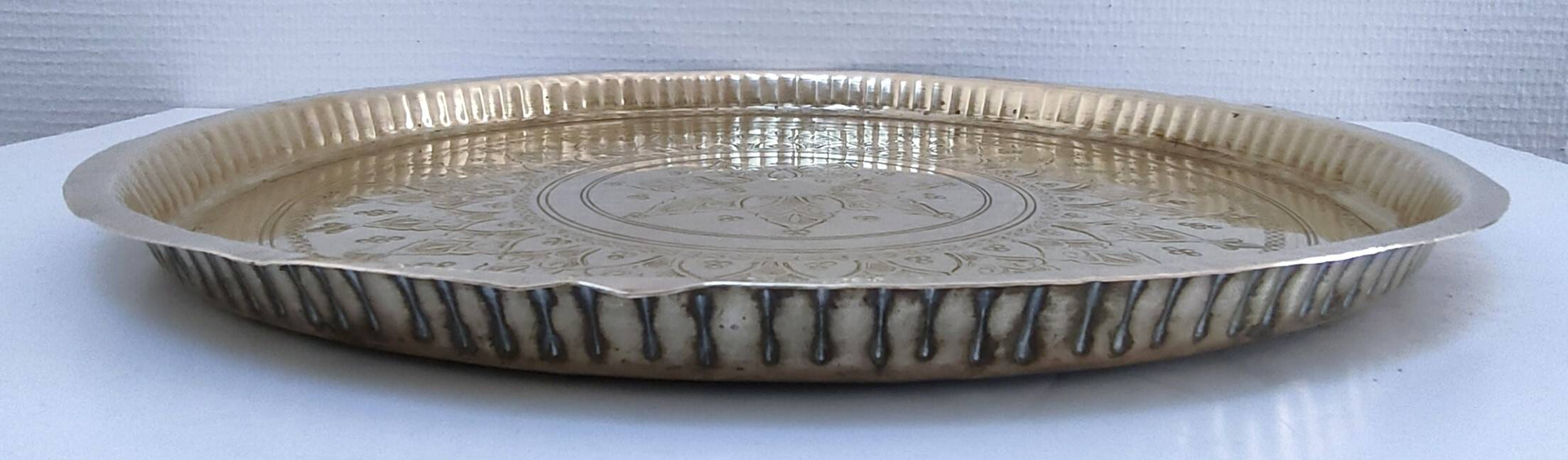 Moroccan brass tray from the 40s, diameter 41 cm
