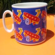Two mugs/cup in porcelain from Villeroy and Boch decoration boat / plane made in Luxembourg