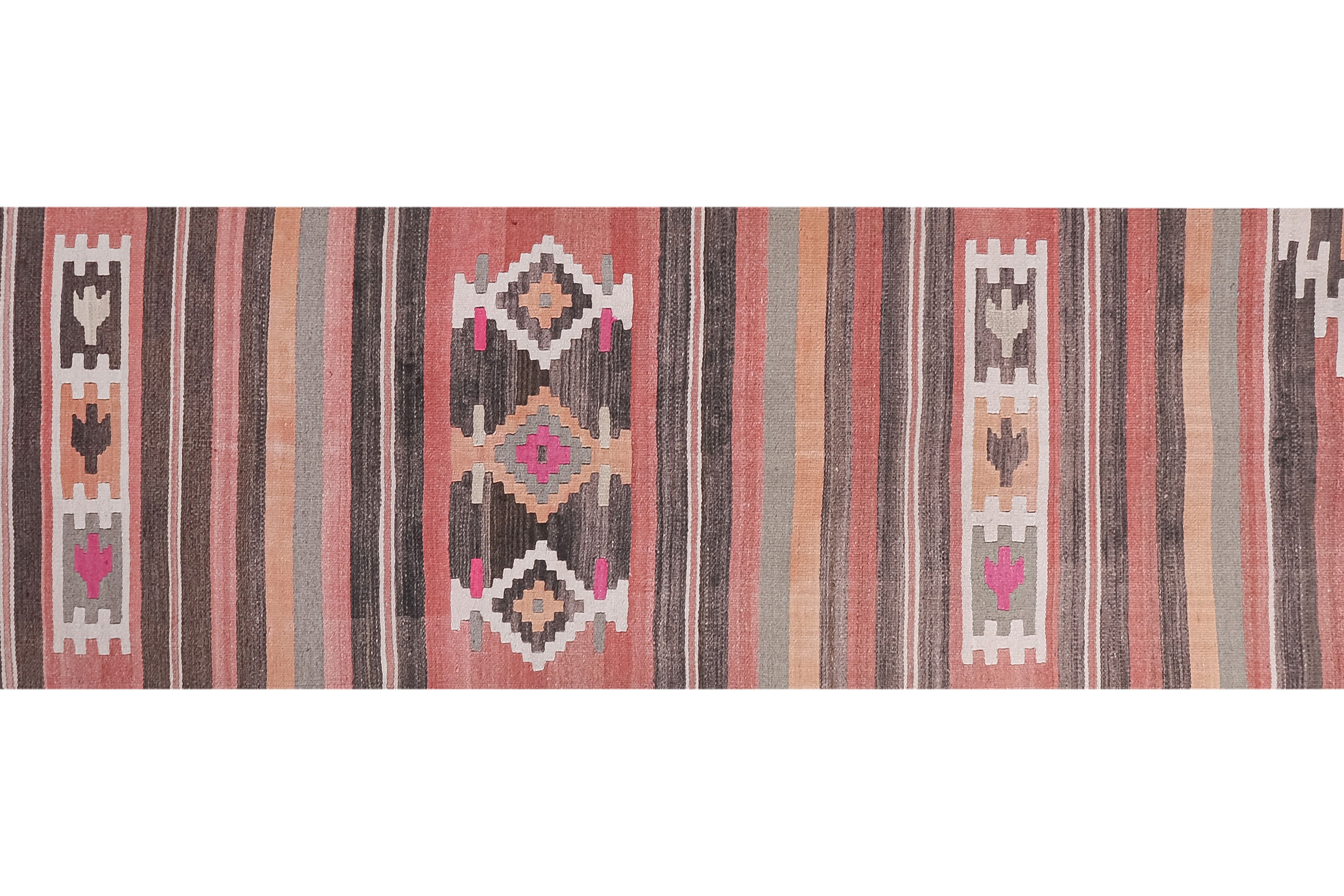 Vintage Turkish rug from Oushak, hand-woven 84x351 cm