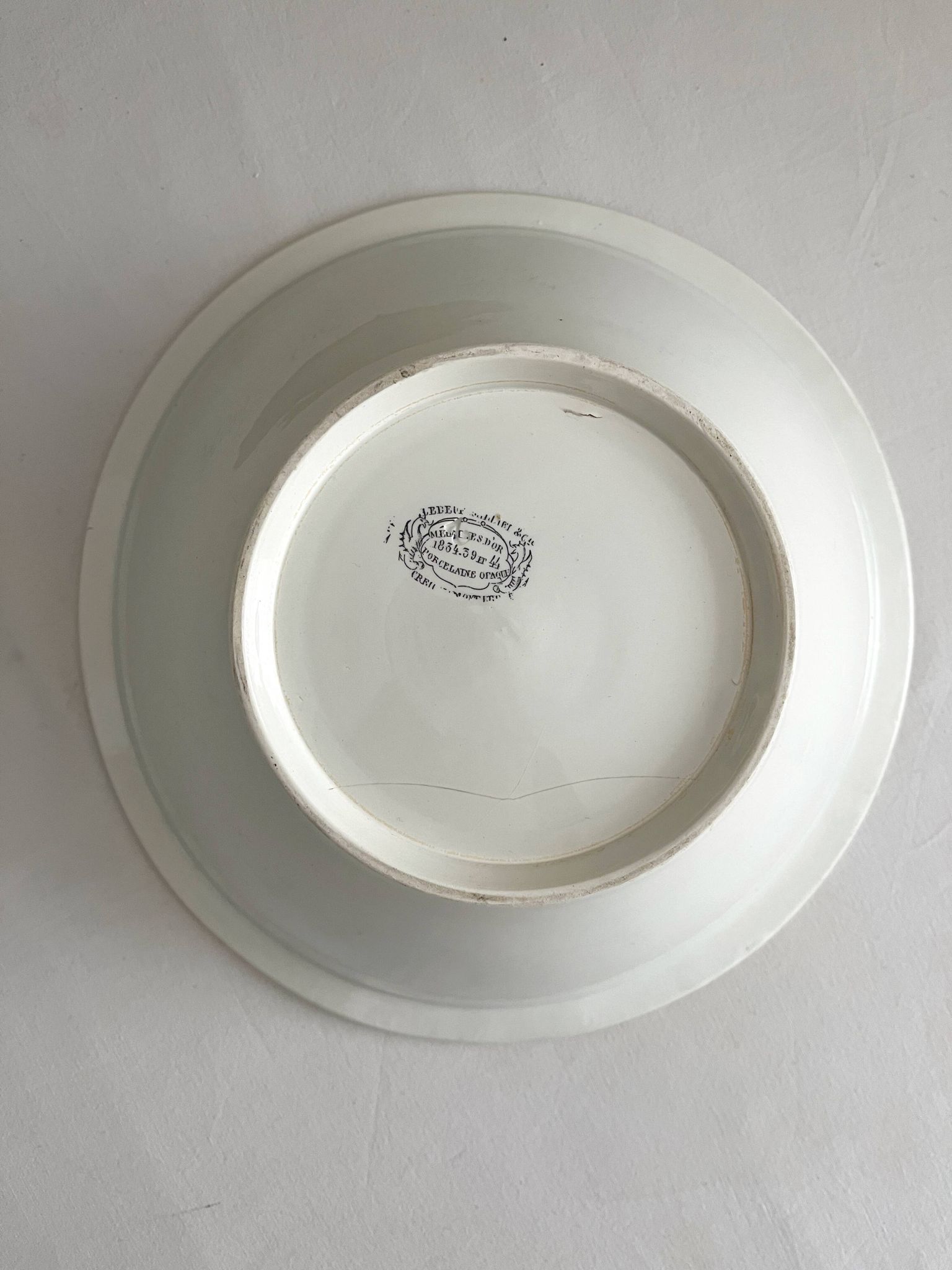 White ironstone salad bowl from Creil and Montereau, Lebeuf Milliet