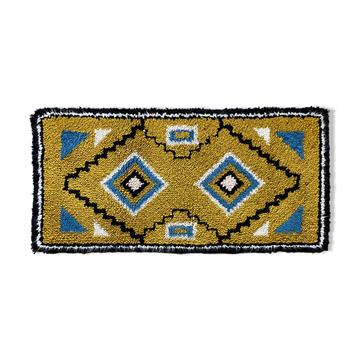 Vintage ocher yellow wool Smyrna carpet / rug