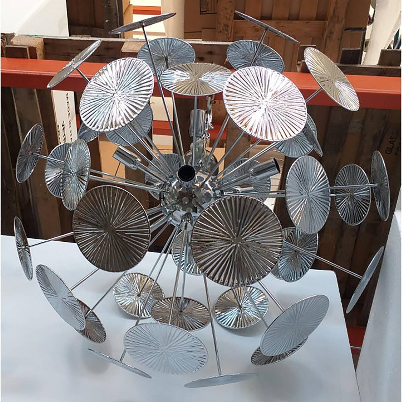 Handmade Hammered Sputnik Chandelier in Kromo Discs Italian Made