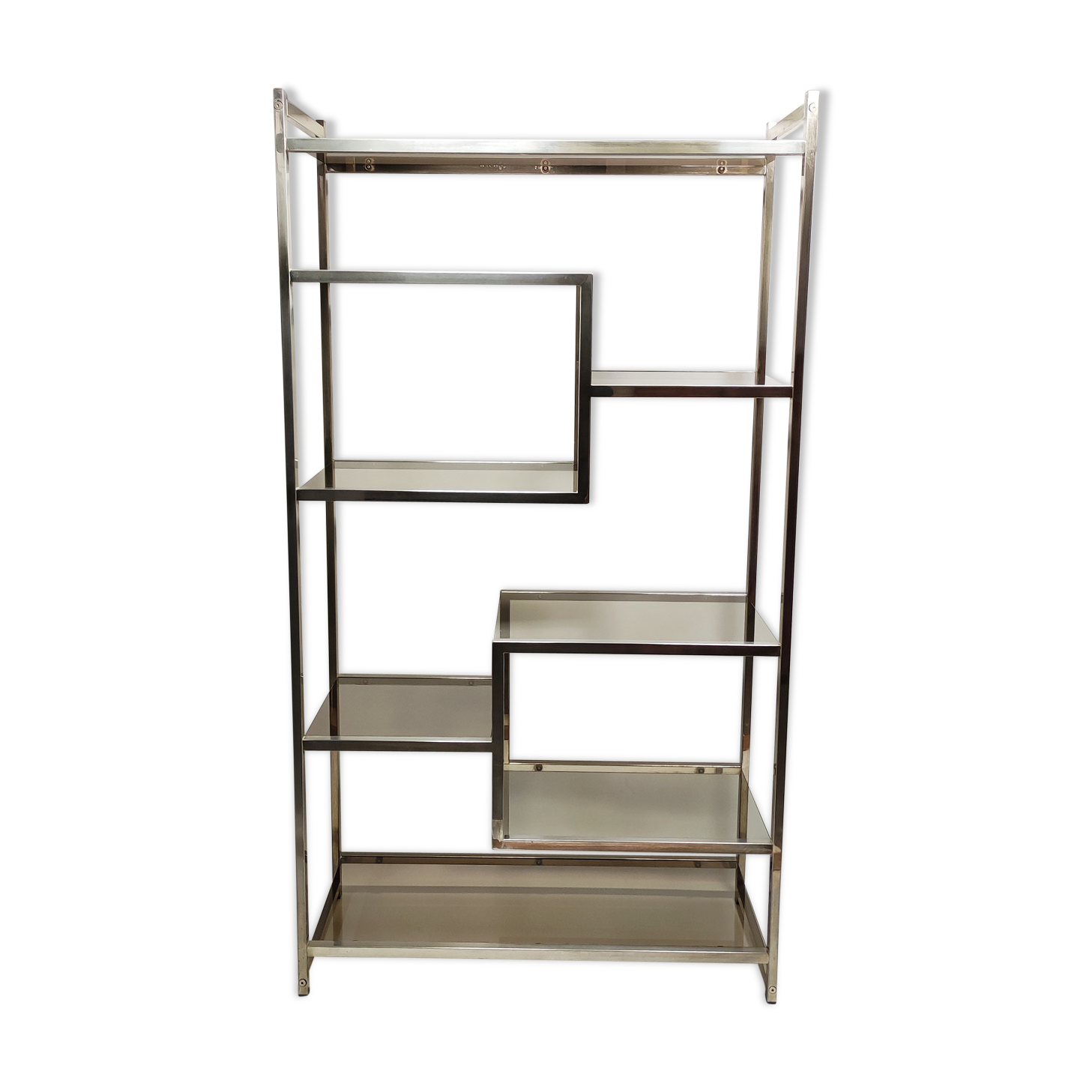 Shelf 70 year milked metal glass smoked glass moltzer rega