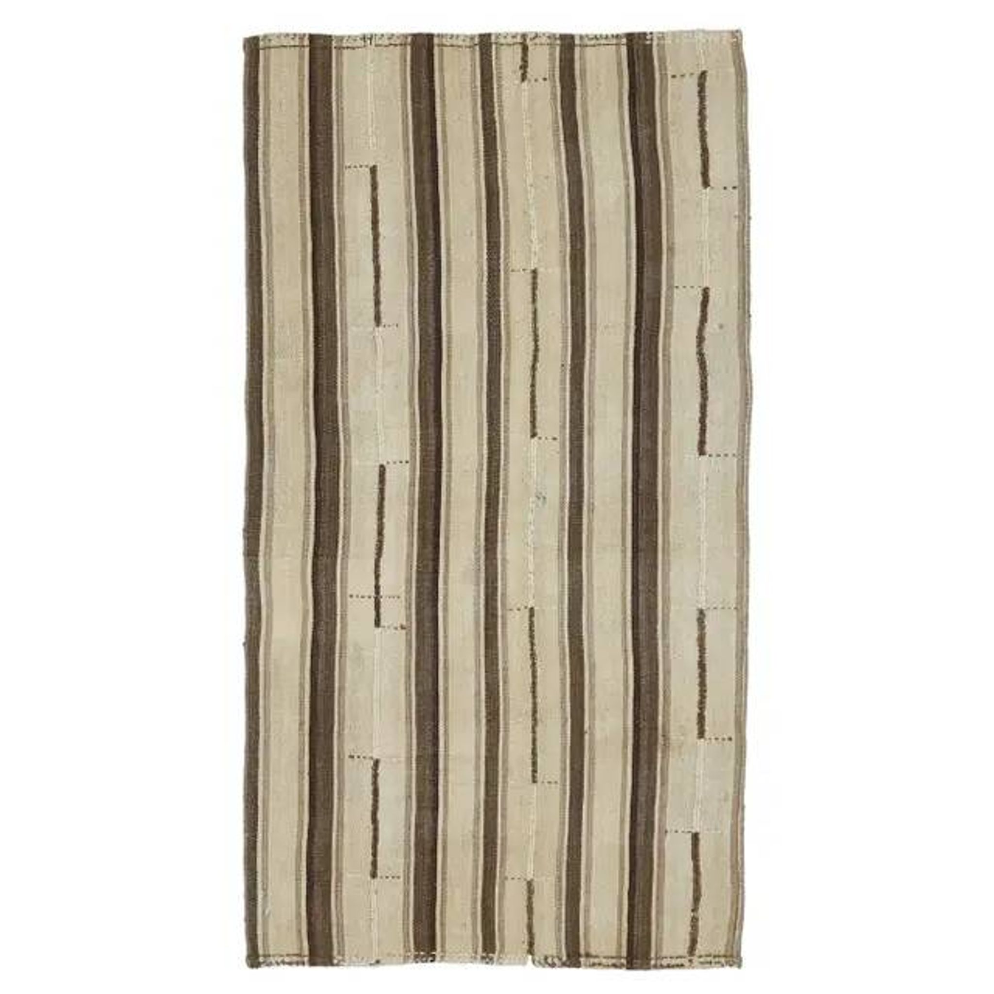 Vintage Turkish Hand-Knotted Wool Cotton Brown Kilim Runner Rug 110x213
