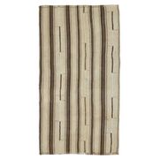 Vintage Turkish Hand-Knotted Wool Cotton Brown Kilim Runner Rug 110x213