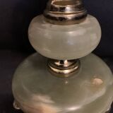 Base de lampe 1960 18cm en onyx plaque dorée vintage ancien