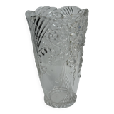 Glass vase with stylized flower pattern