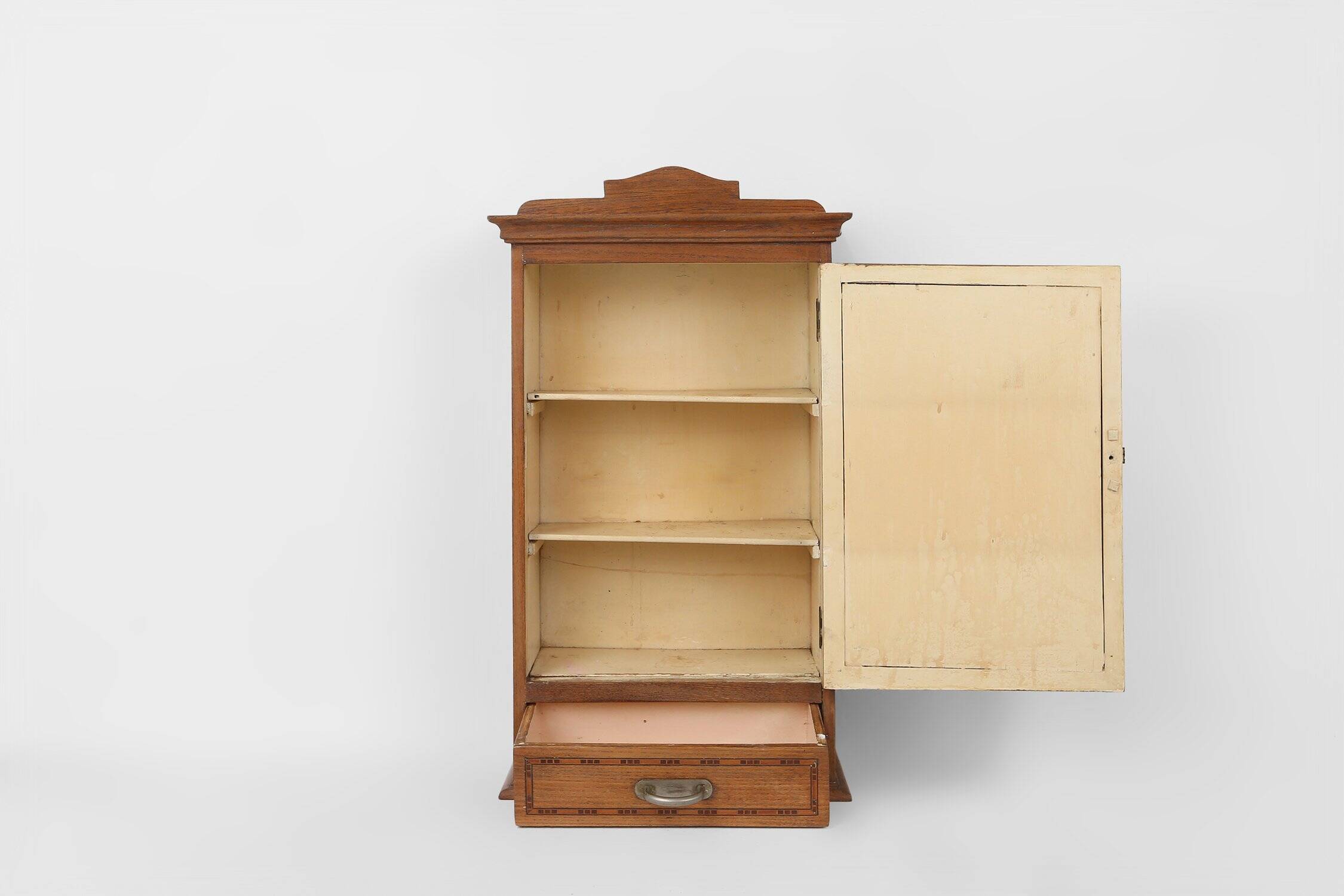 Art Deco Shaving Cabinet in Oak with Mirror, France, 1930s