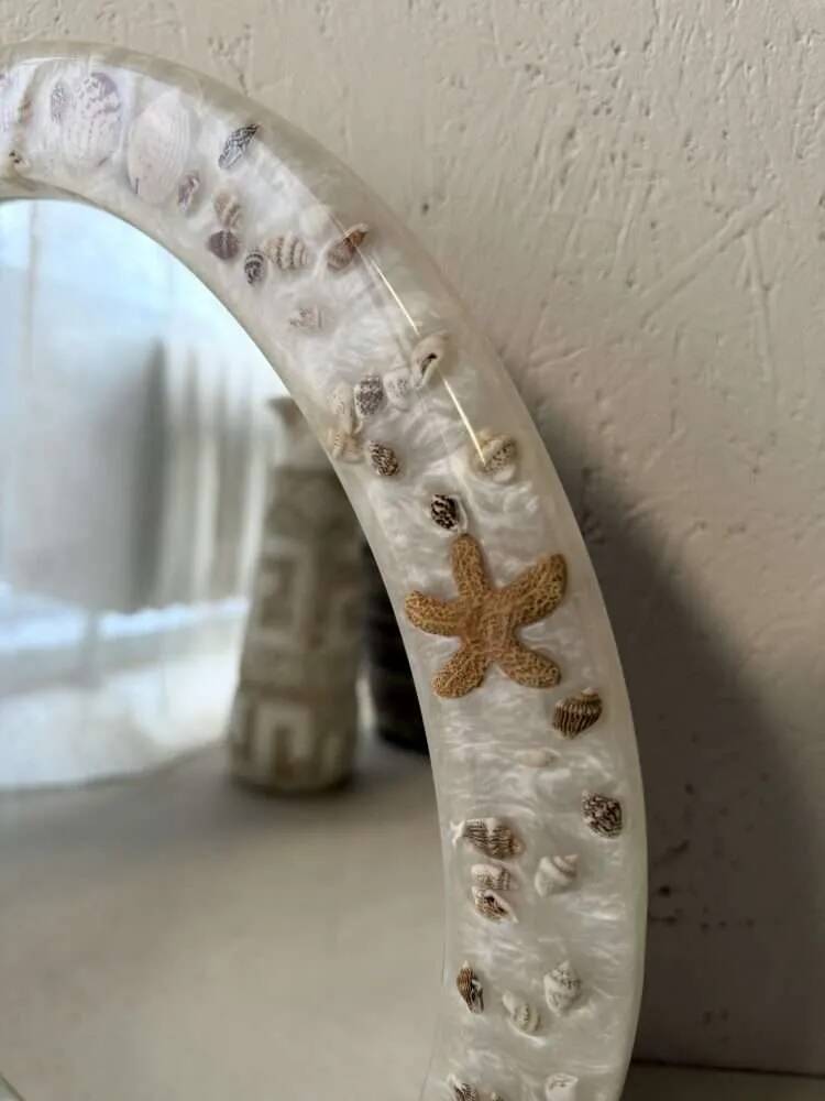Vintage shell mirror handmade from the 70s.