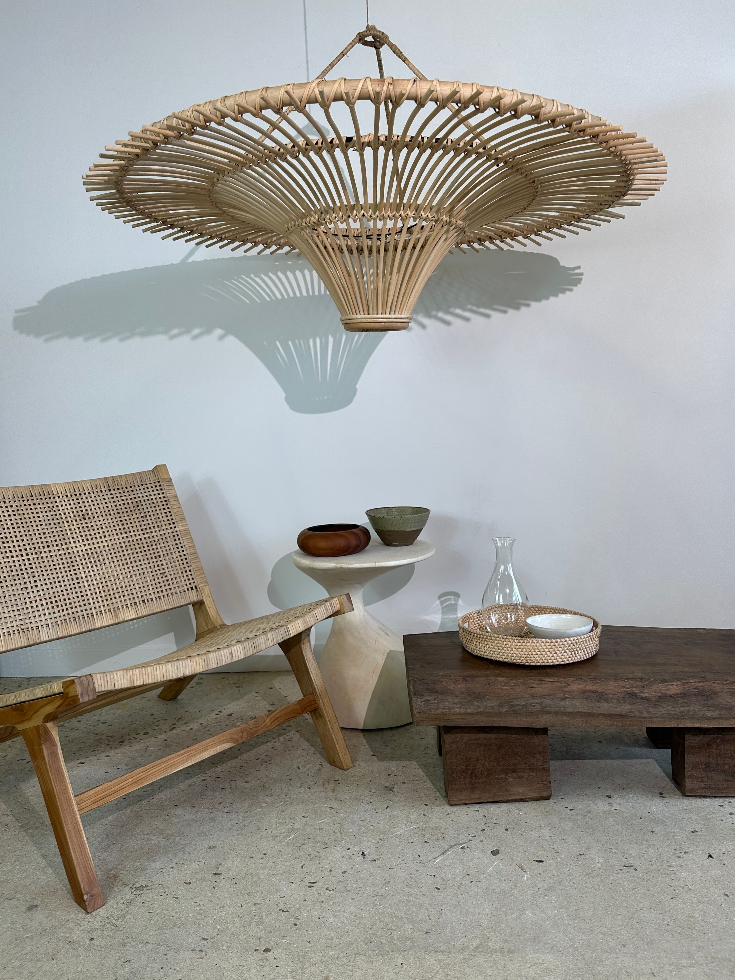 Suspension rattan saucer iron frame D:120 H:60