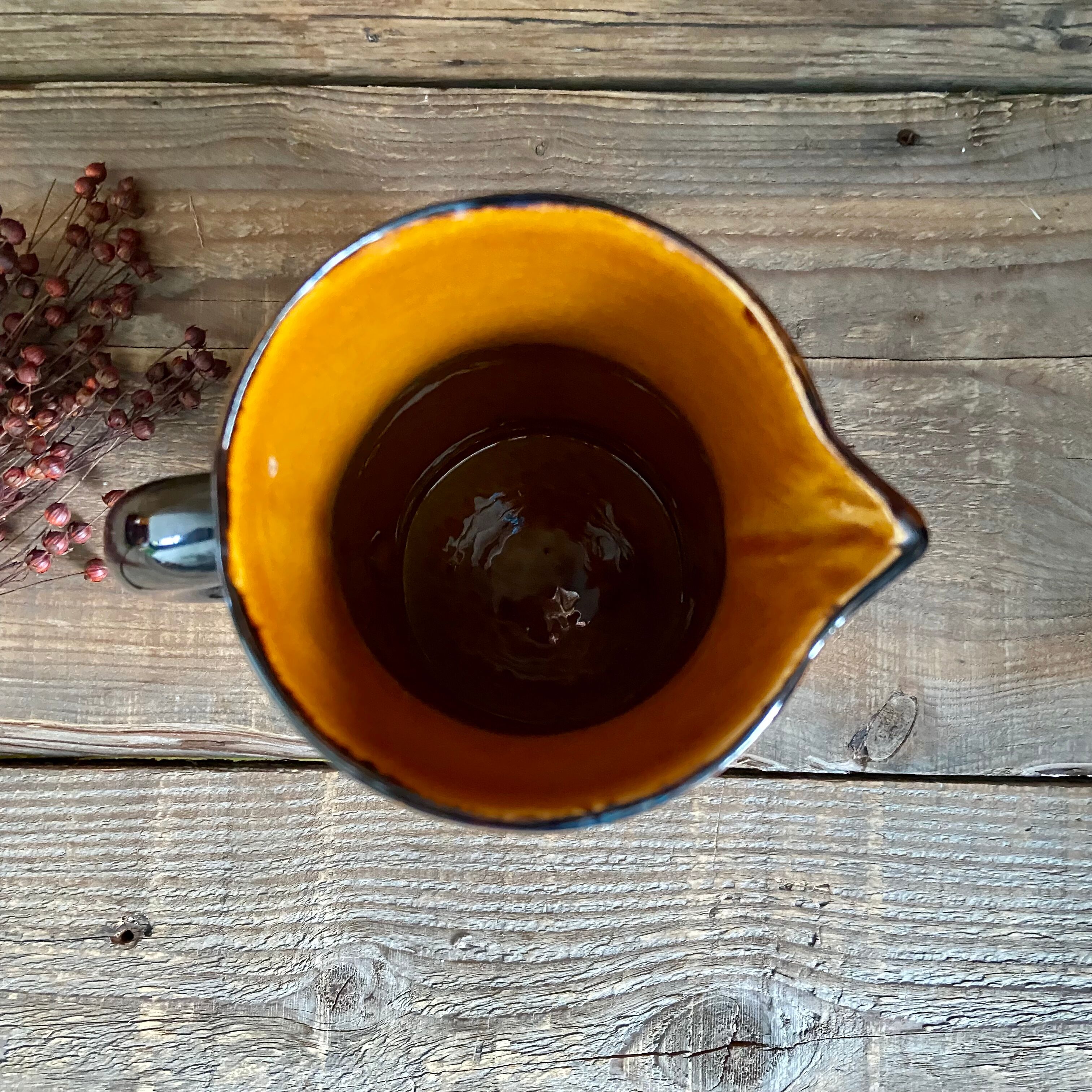 Vintage glazed ceramic pitcher
