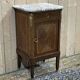 Bedside table in marquetry and white marble top, early 20th century