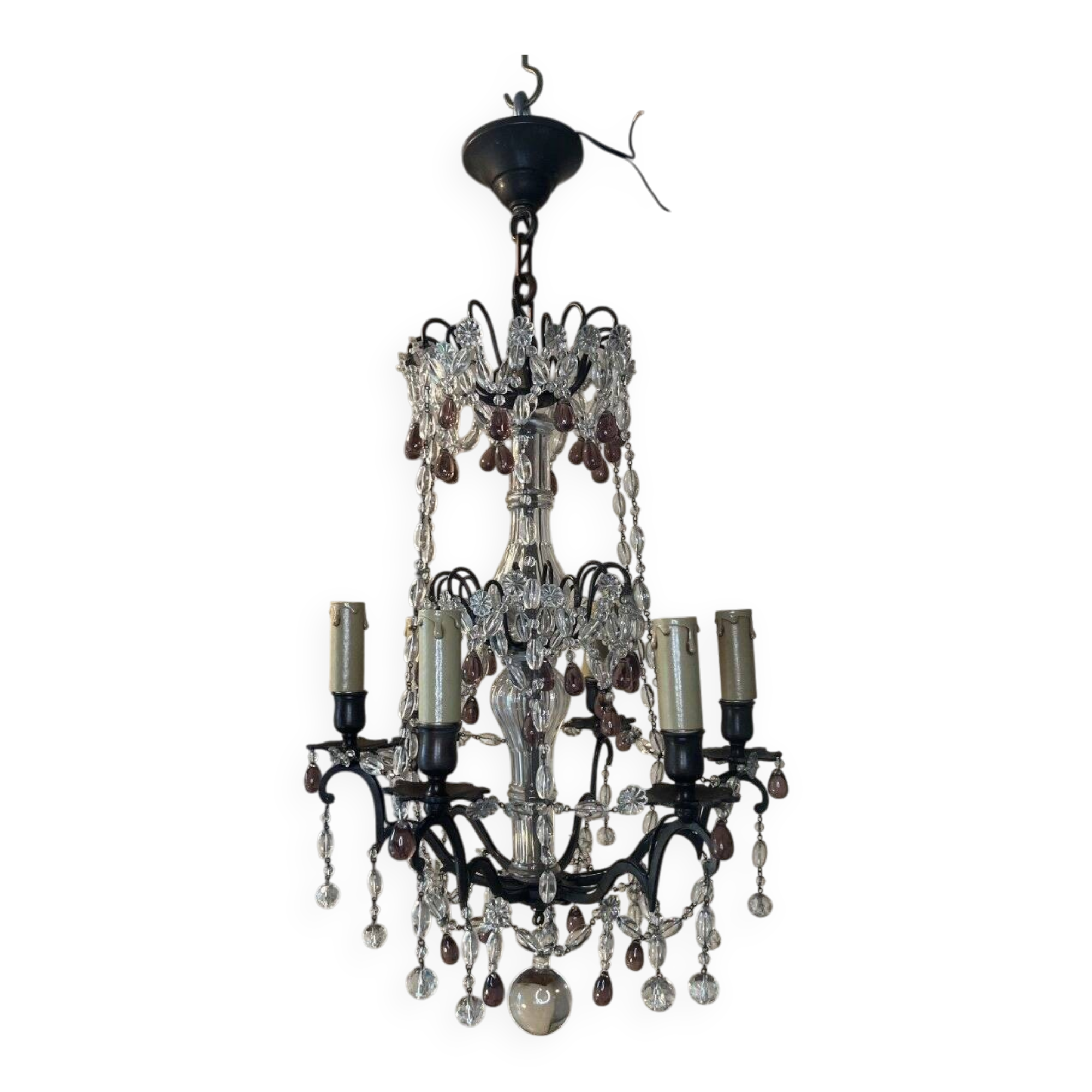 Lustre with coloured pendants