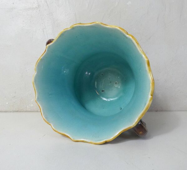 anciens cache-pots et jardinière faience barbotine