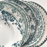 6 mismatched ironstone soup plates from Saint Amand