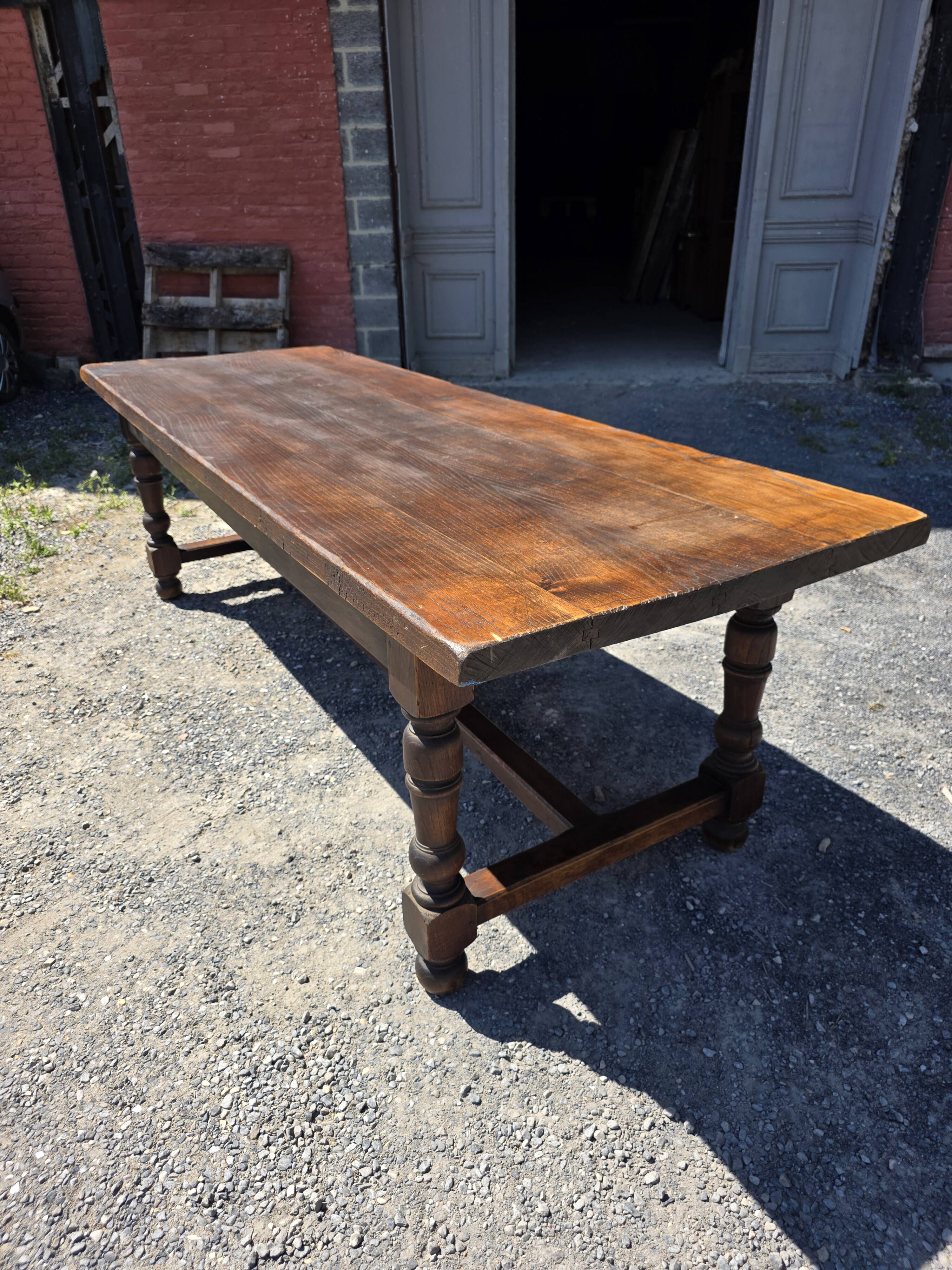 Table de ferme en chêne massif,  250 × 87cm