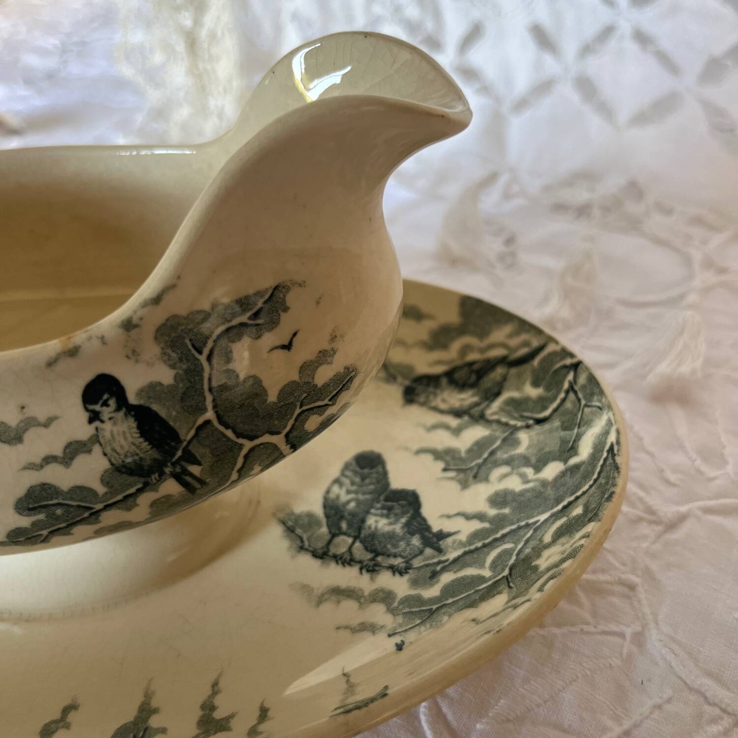 Sarreguemines Snow Sauce Boat