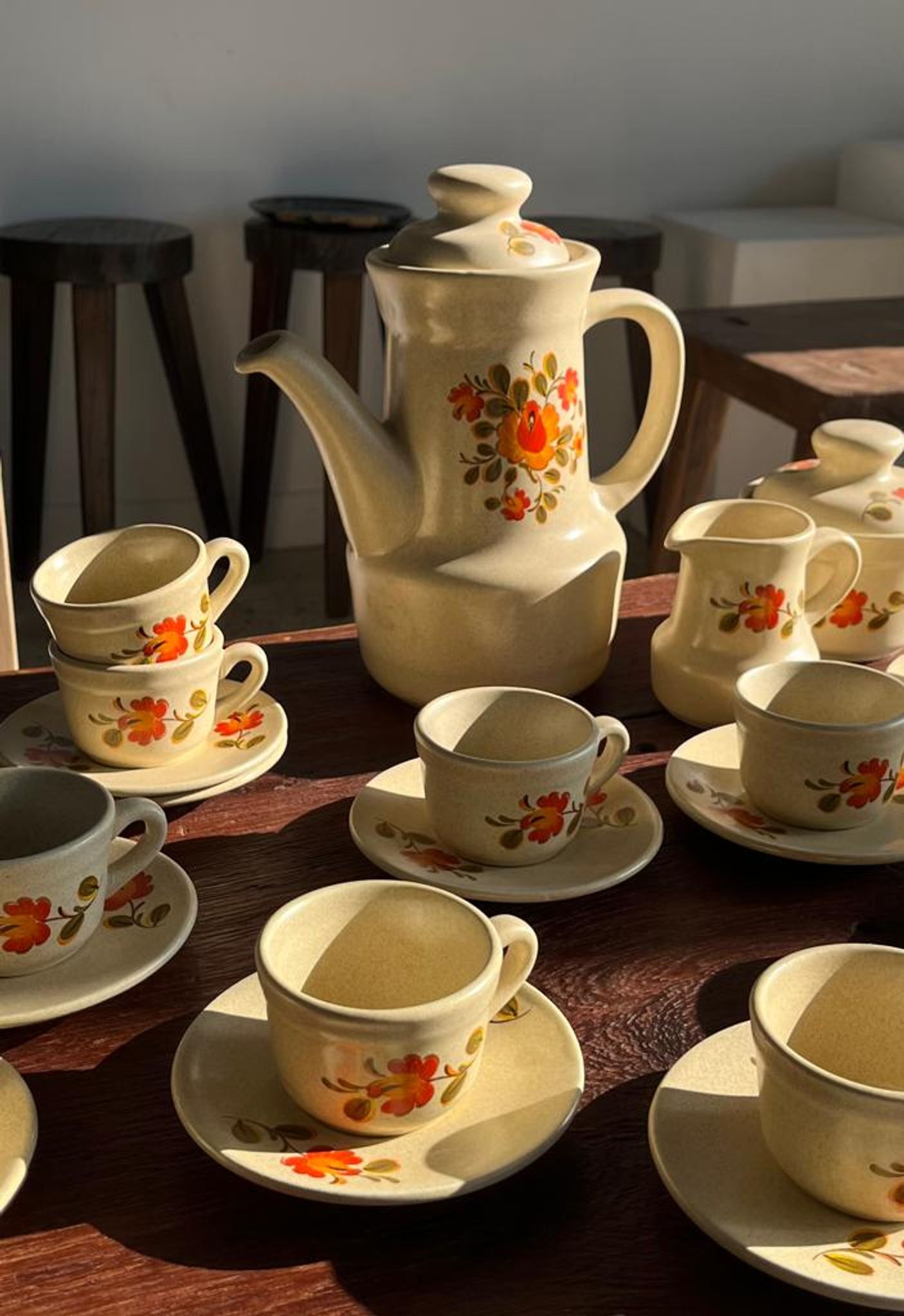 Vintage coffee service, Bergen model of the Faïences de Saint Amand