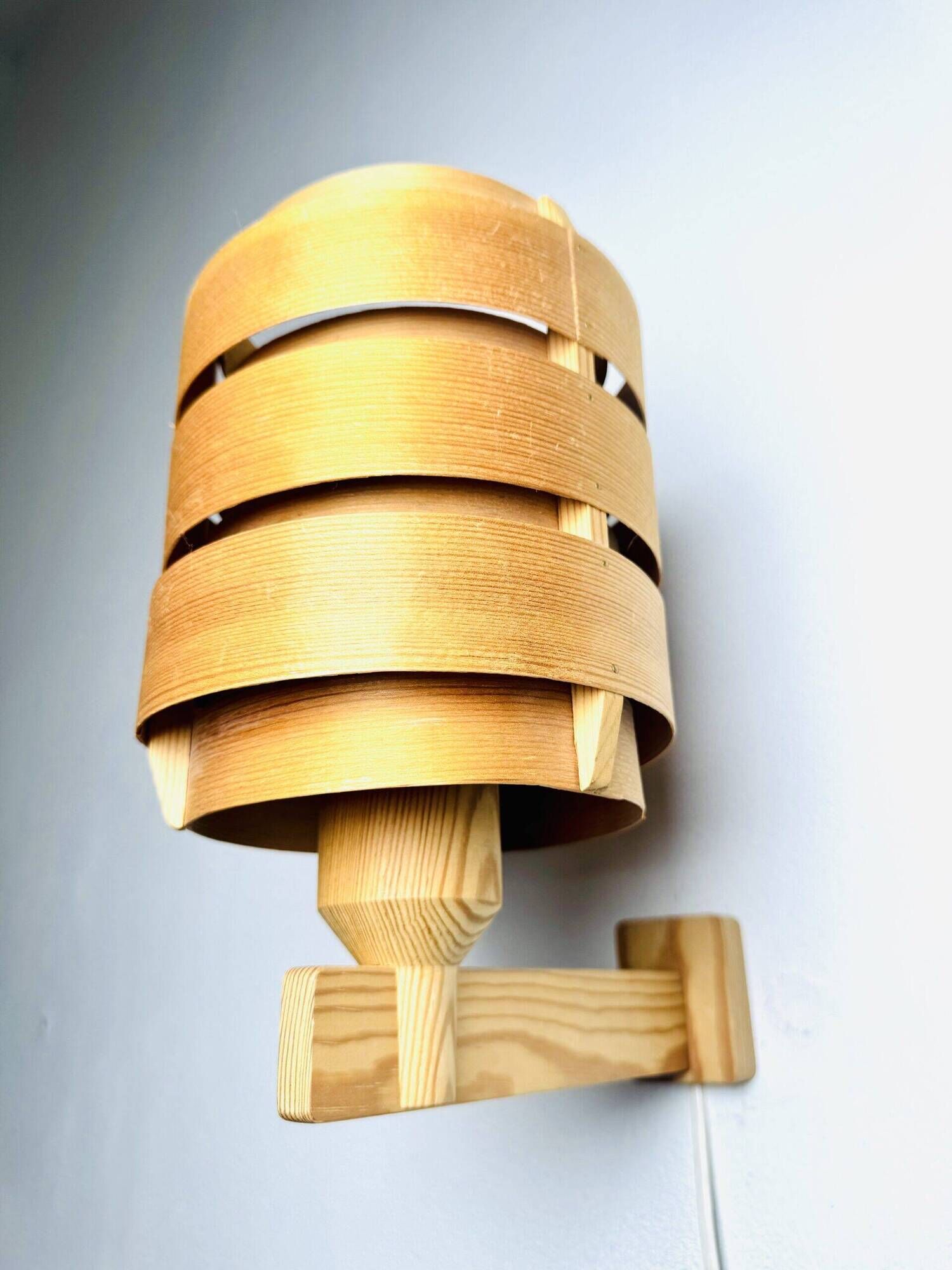 Mounted Pine Veneer Wall Lamp By Hans-Agne Jakobsson For Markaryd, Sweden 1960S