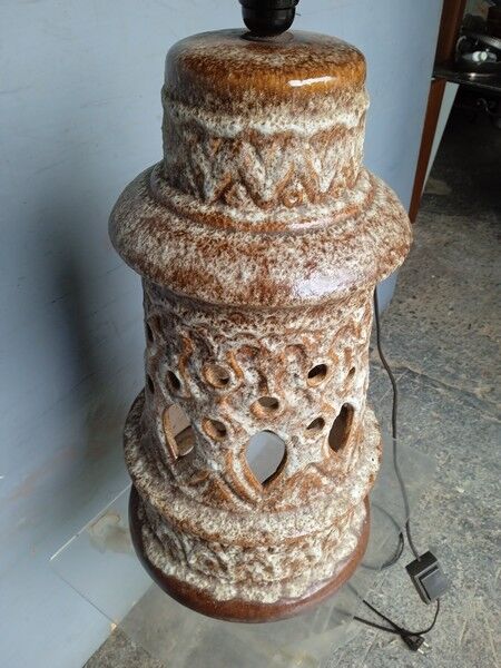 Large foot of openwork ceramic lamp ep 1960