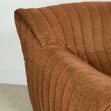 Armchair and two poufs – Annie Hiéronimus for Cinna – Corduroy velvet