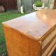 Vintage oak-plated chest of drawers and rattan with compass base as it is.