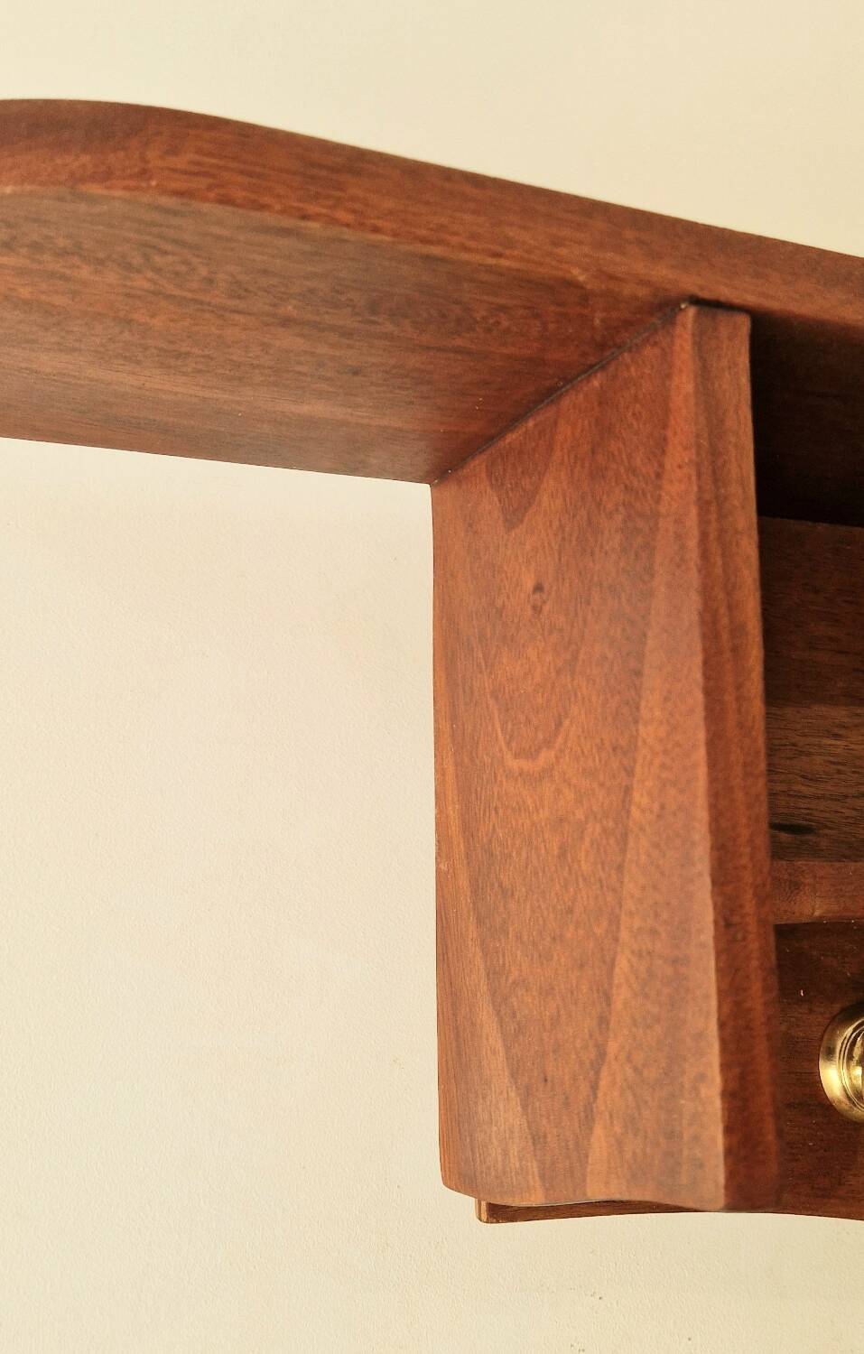 1950s mahogany wood wall shelf