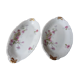 2 porcelain raviers signed Limoges SS France decoration anemones and daisies
