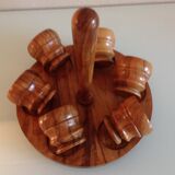 Set of six oak wood coquetiers 60/70s