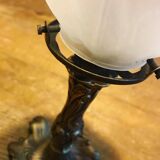Brass bedside lamp Tulip lampshade