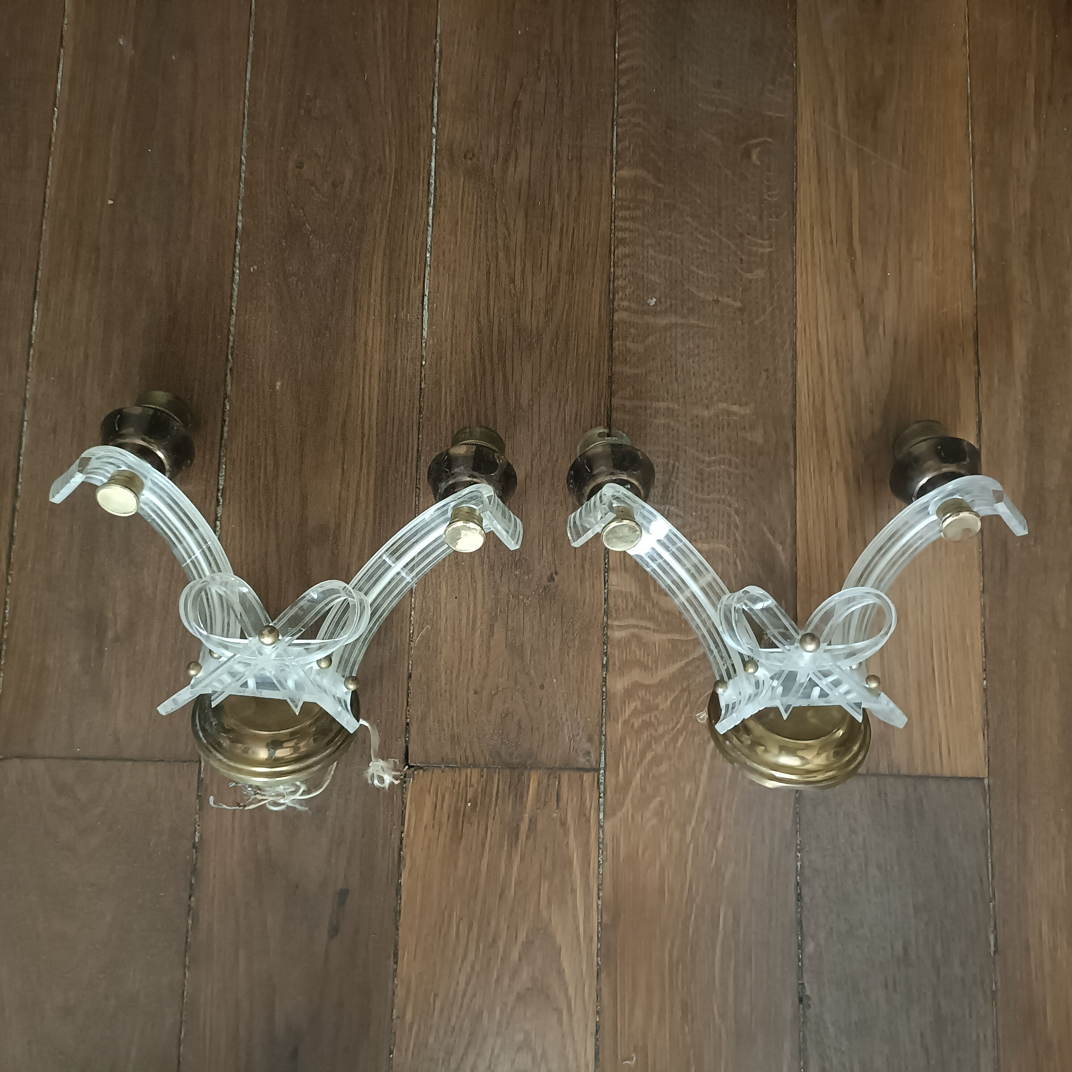 Pair of vintage bow wall lights