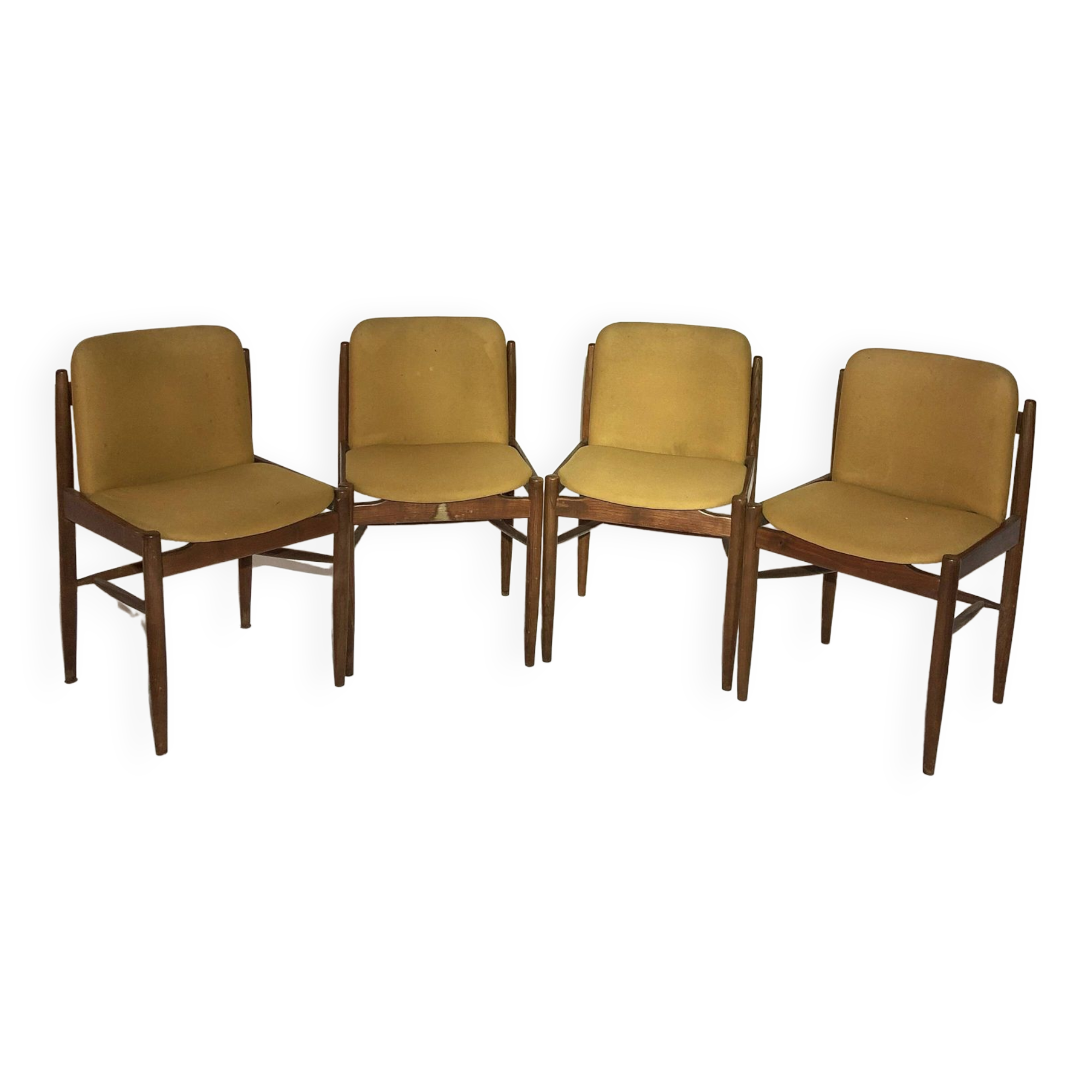 Set of 4 italian style chairs 1960 - rosewood and fabric