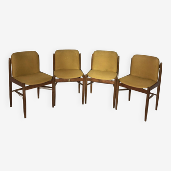 Set of 4 italian style chairs 1960 - rosewood and fabric