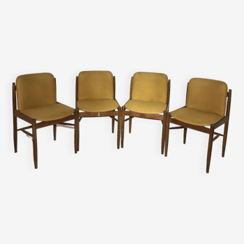 Suite de 4 chaises style italie 1960 - palissandre et tissu